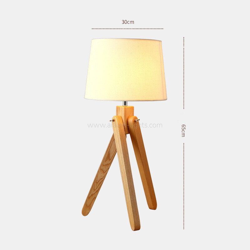 solid wood tripod floor lamp table lamp set linen shade living room e27
