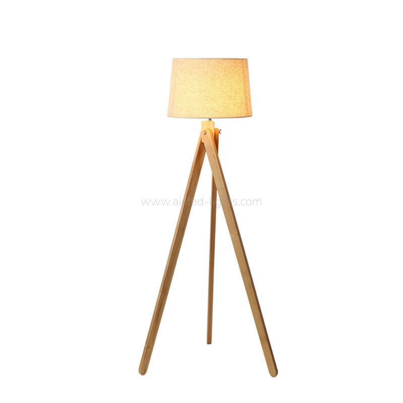 solid wood tripod floor lamp table lamp set linen shade living room e27