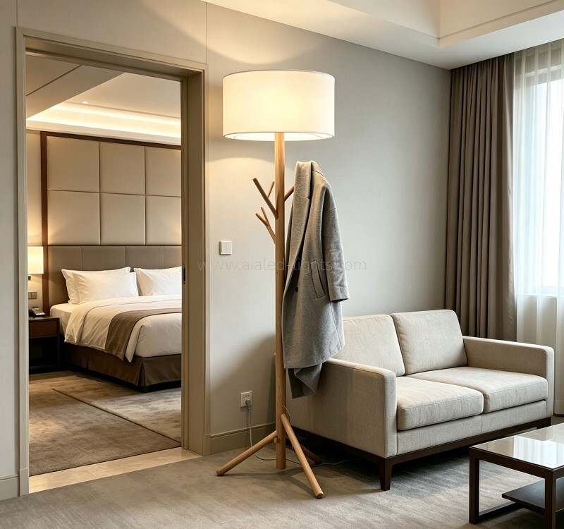 wooden floor lamp with coat hook standing lamp for hotel villa living room bedroom e27