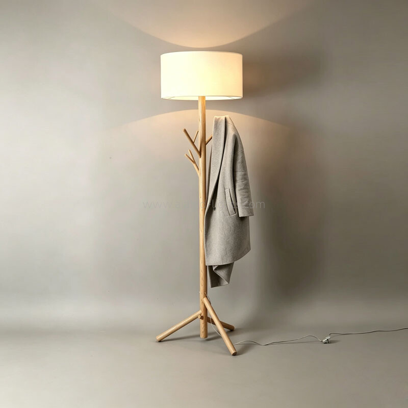 wooden floor lamp with coat hook standing lamp for hotel villa living room bedroom e27