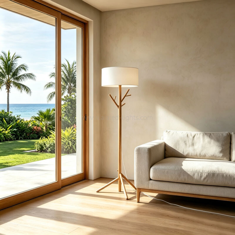 wooden floor lamp with coat hook standing lamp for hotel villa living room bedroom e27