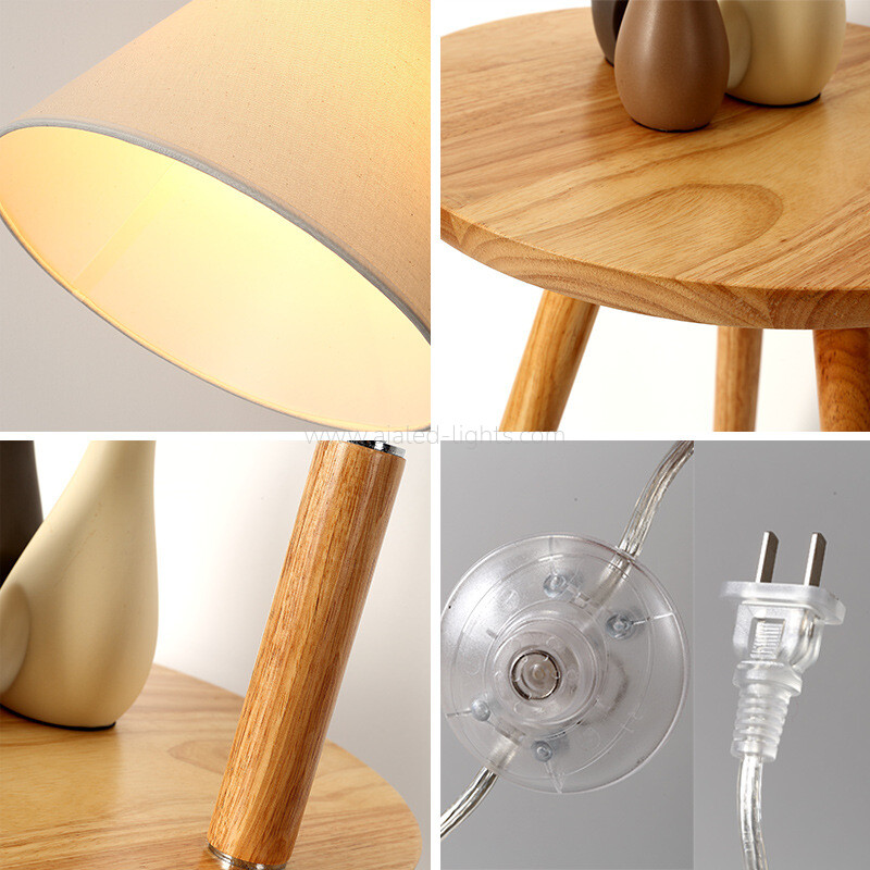 Wooden Floor Lamp Standing Lamp With Side Table for Hotel Villa Bedroom E27