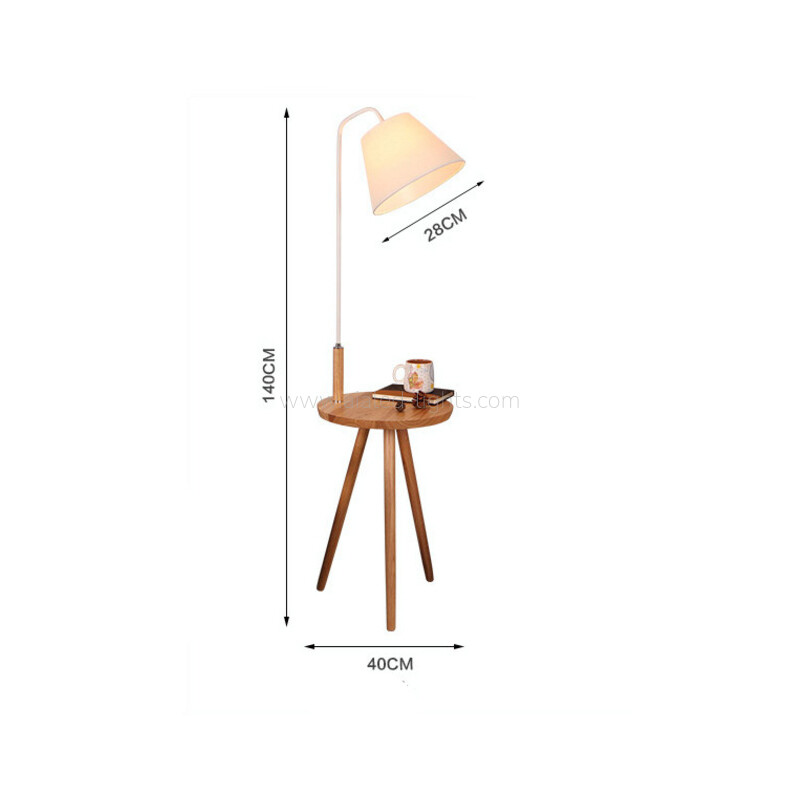 Wooden Floor Lamp Standing Lamp With Side Table for Hotel Villa Bedroom E27
