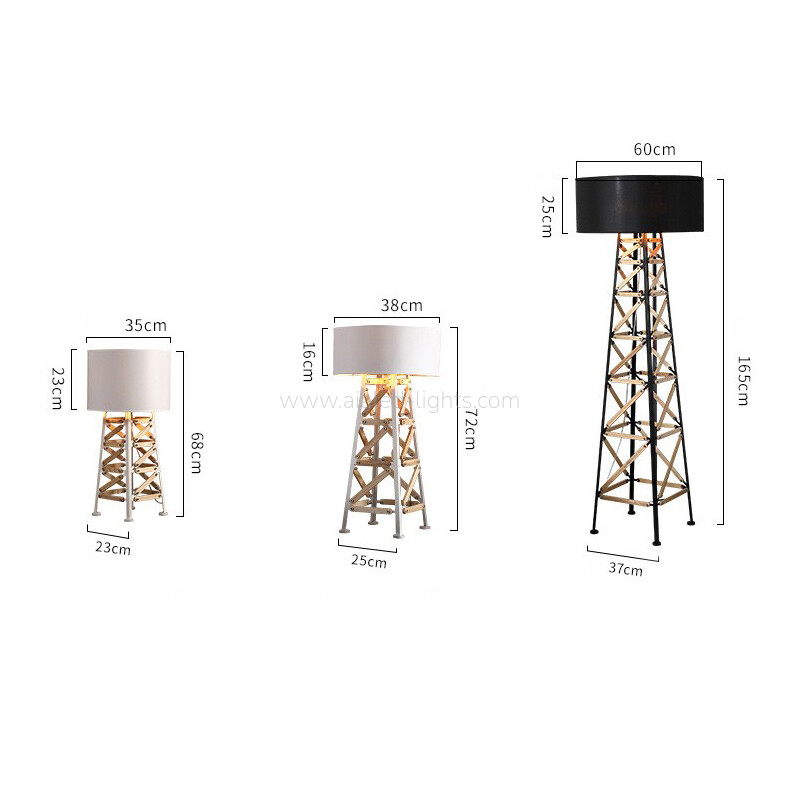 Wood Metal Frame Floor Lamp Fabric E27 Standing Lamp for Hotel Villa Resort Living Room Club