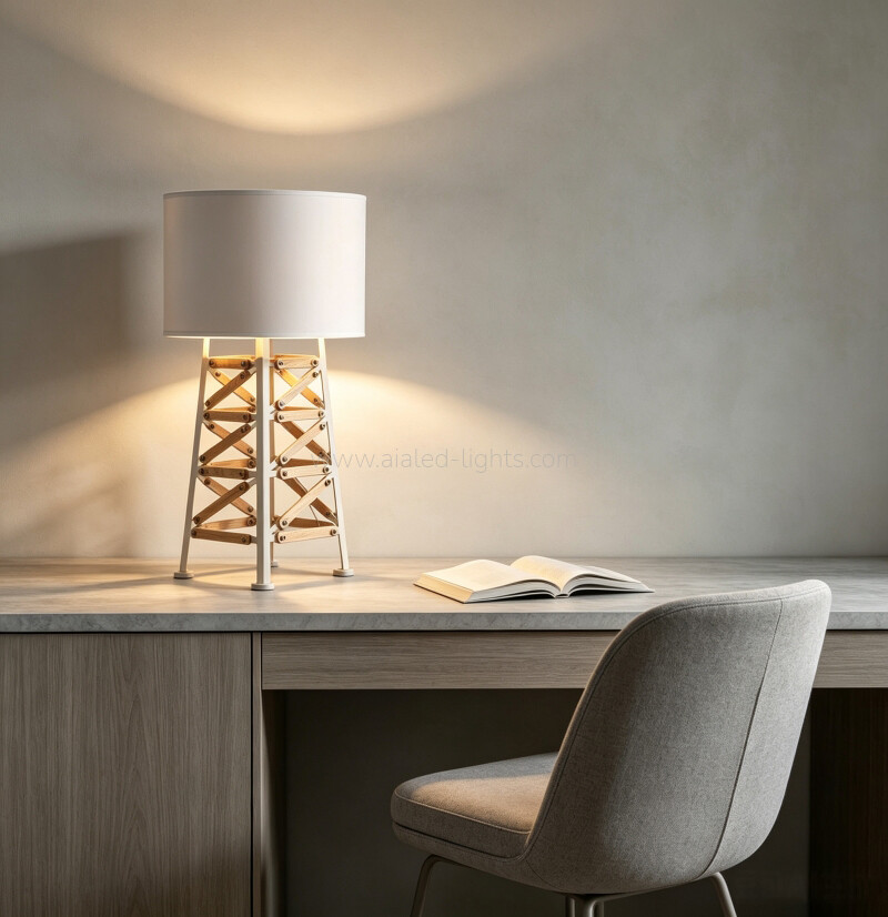 Wood Metal Frame Floor Lamp Fabric E27 Standing Lamp for Hotel Villa Resort Living Room Club
