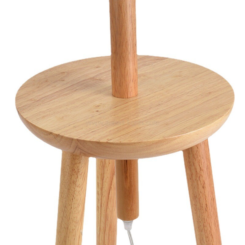 Solid wood tripod floor lamp soft fabric lampshade for hotel suite villa living room bedroom home decor