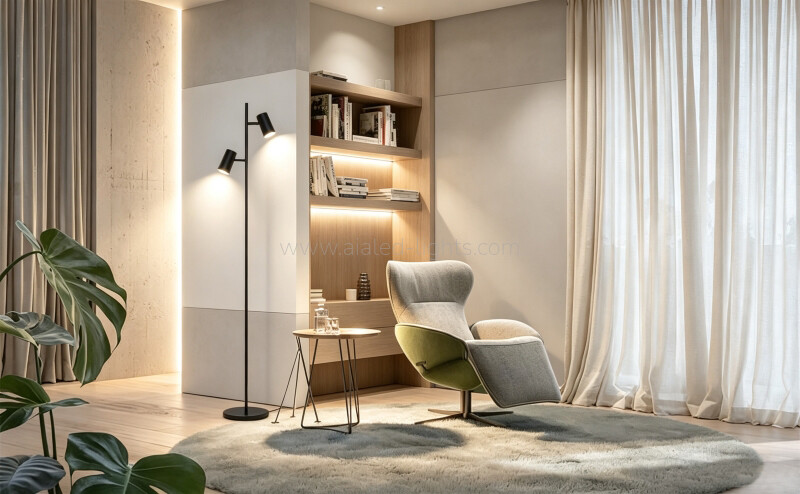 2‑Head Adjustable Spotlight Floor Lamp Modern Metal Standing Lamp for Hotel Decor