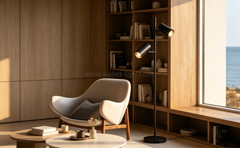 2‑Head Adjustable Spotlight Floor Lamp Modern Metal Standing Lamp for Hotel Decor