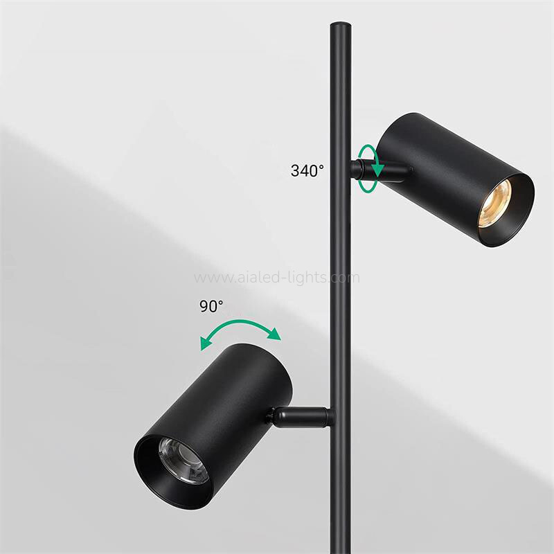 2‑Head Adjustable Spotlight Floor Lamp Modern Metal Standing Lamp for Hotel Decor