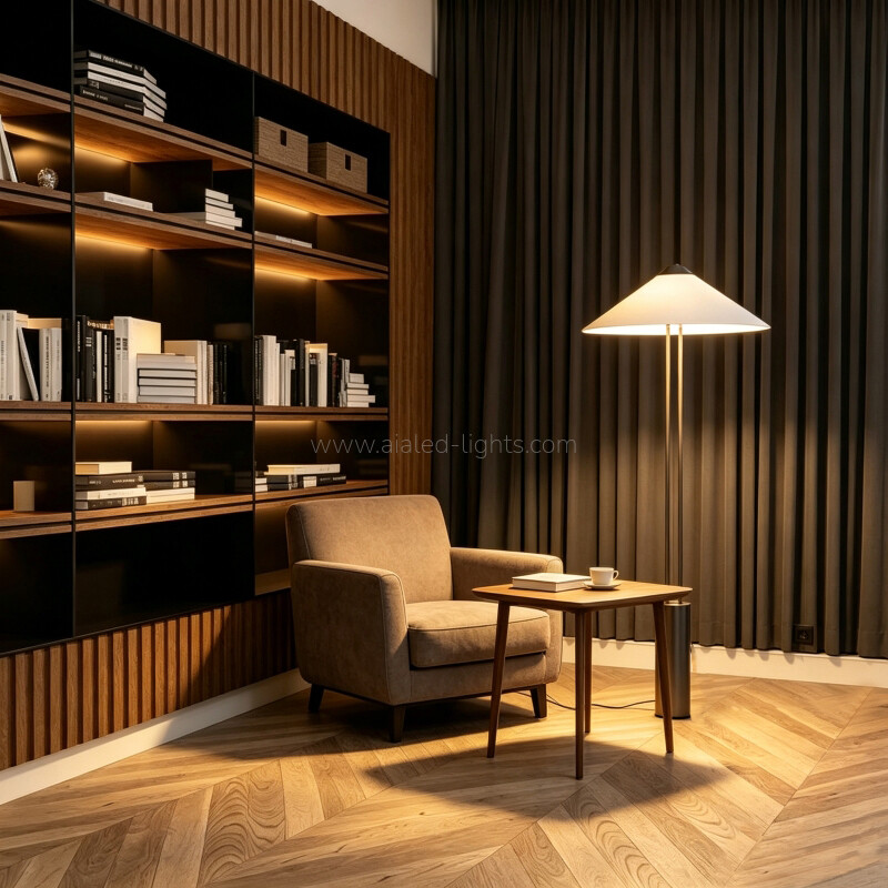 Floor Light Conical Linen Shade Contemporary Floor Lamp E27 Luxury Twin-Stem