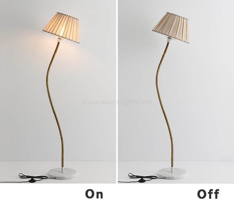 Irregular S Curved Floor Lamp Fabric Shade Marble Base E27 Lamp Holder Mid Century Standing Lamp