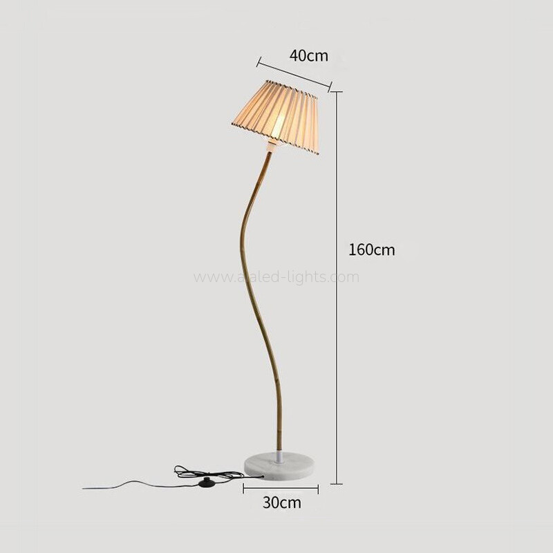 Irregular S Curved Floor Lamp Fabric Shade Marble Base E27 Lamp Holder Mid Century Standing Lamp