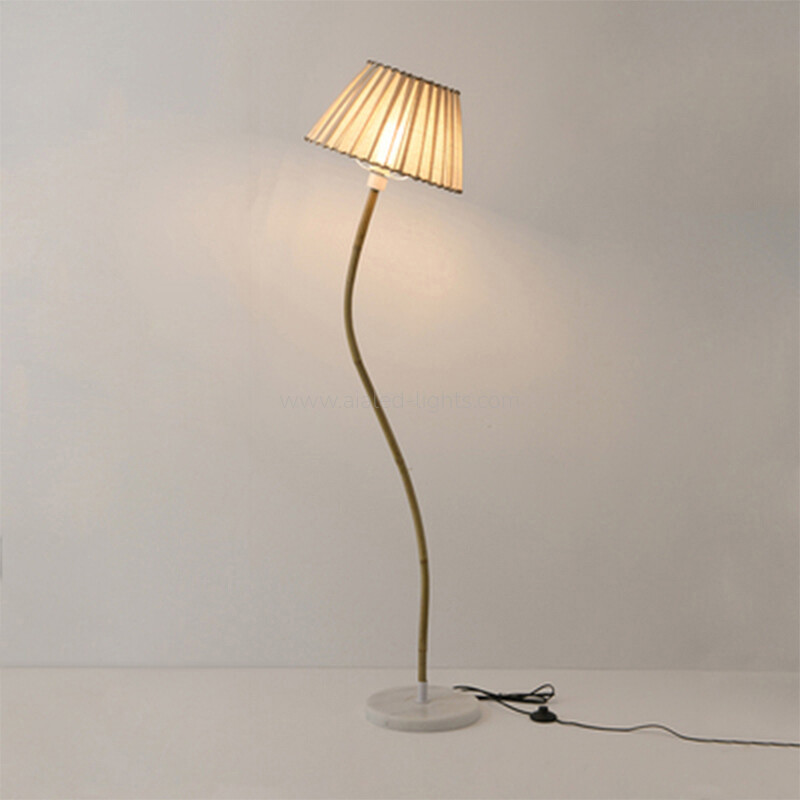 Irregular S Curved Floor Lamp Fabric Shade Marble Base E27 Lamp Holder Mid Century Standing Lamp