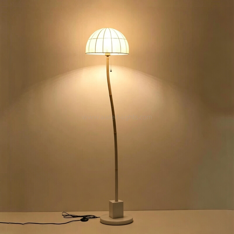 Marble Contemporary Floor Lamp Linen Lampshade for Hotel Villa Bedroom E27