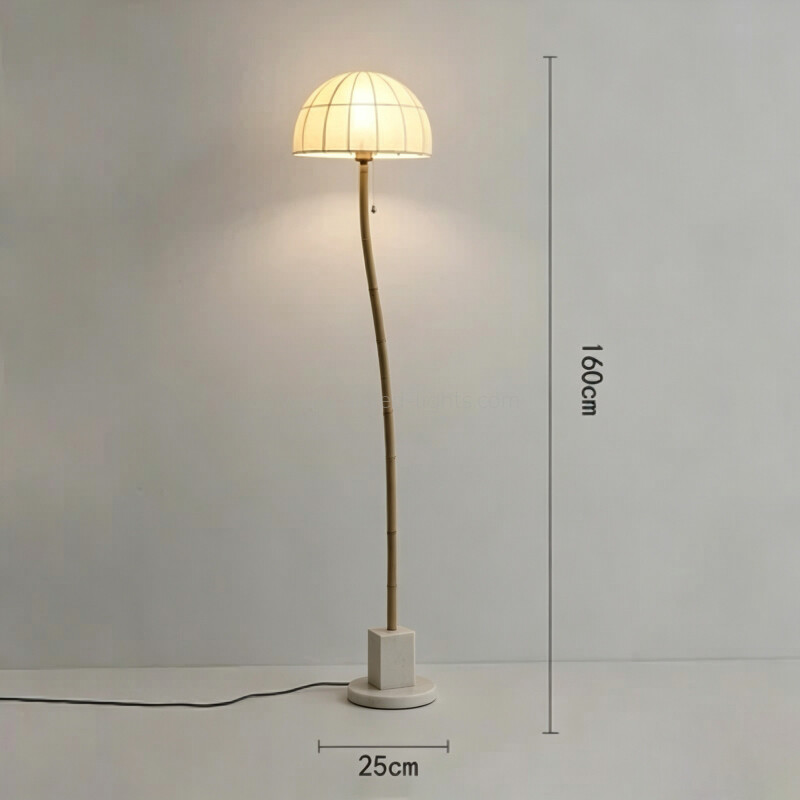 Marble Contemporary Floor Lamp Linen Lampshade for Hotel Villa Bedroom E27